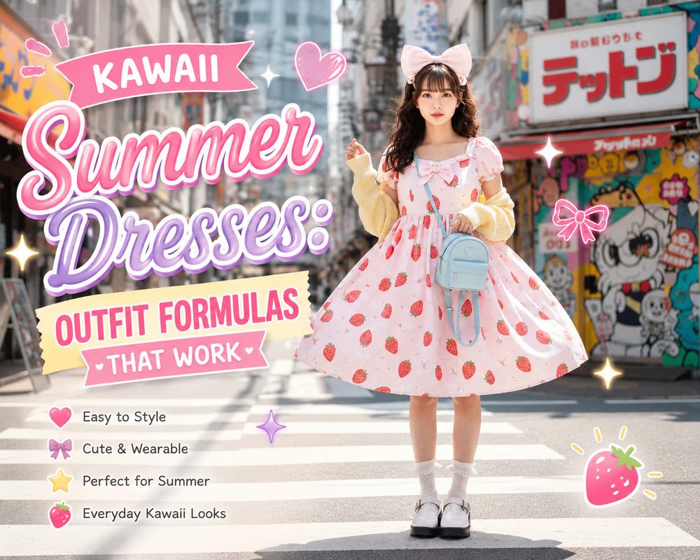 Kawaii Summer Dresses: Outfit Formulas That Work - Bow Dresses, Cute Summer Dresses, Fairycore Summer Dress, Harajuku