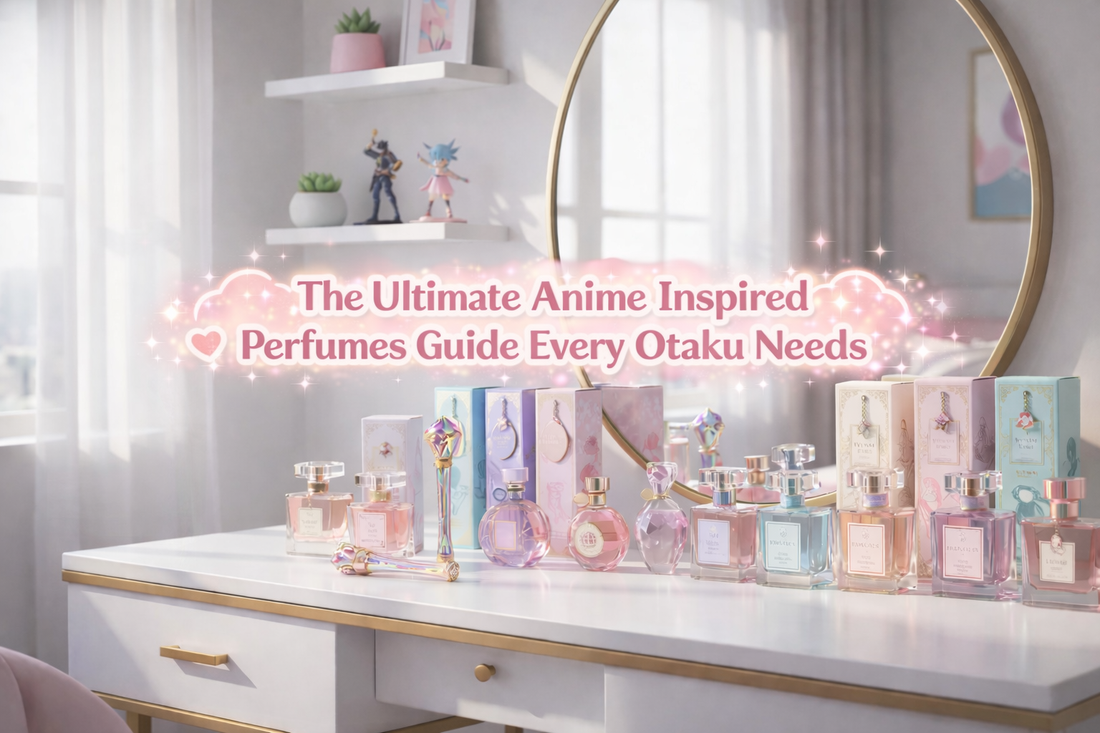 Pastel bottles and magical packaging featured in an anime inspired perfumes guide for kawaii fragrance lovers