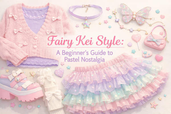If your feed is full of pastel outfits, star clips, and cozy layers that look like they stepped out of a toy-box daydream, you’re probably seeing&nbsp;fairy kei style. It’s one of those aesthetics that feels instantly cute, 