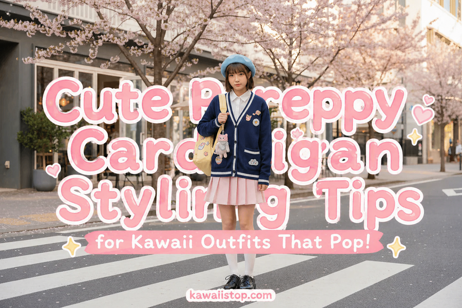 Cute Preppy Cardigan Styling Tips for Kawaii Outfits That Pop! - Aesthetic Clothing, Cardigan Outfit Ideas, Casual Cute