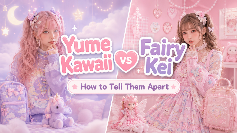 Yume Kawaii vs Fairy Kei: How to Tell Them Apart - Cozy Outfits, Cute Fashion, Dreamy Aesthetic, Dreamy Fashion,