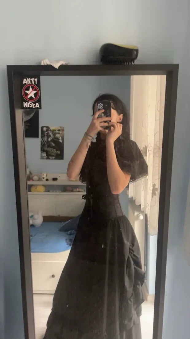 Shopper wearing the High Waist Victorian Ruffled Skirt