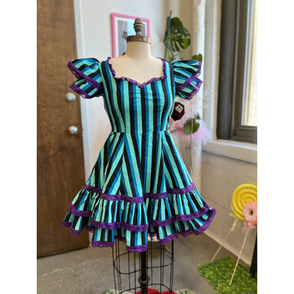 Adelaide Mini Swing Dress in Haunted Stripe - All Dresses - Mini Dress - 5