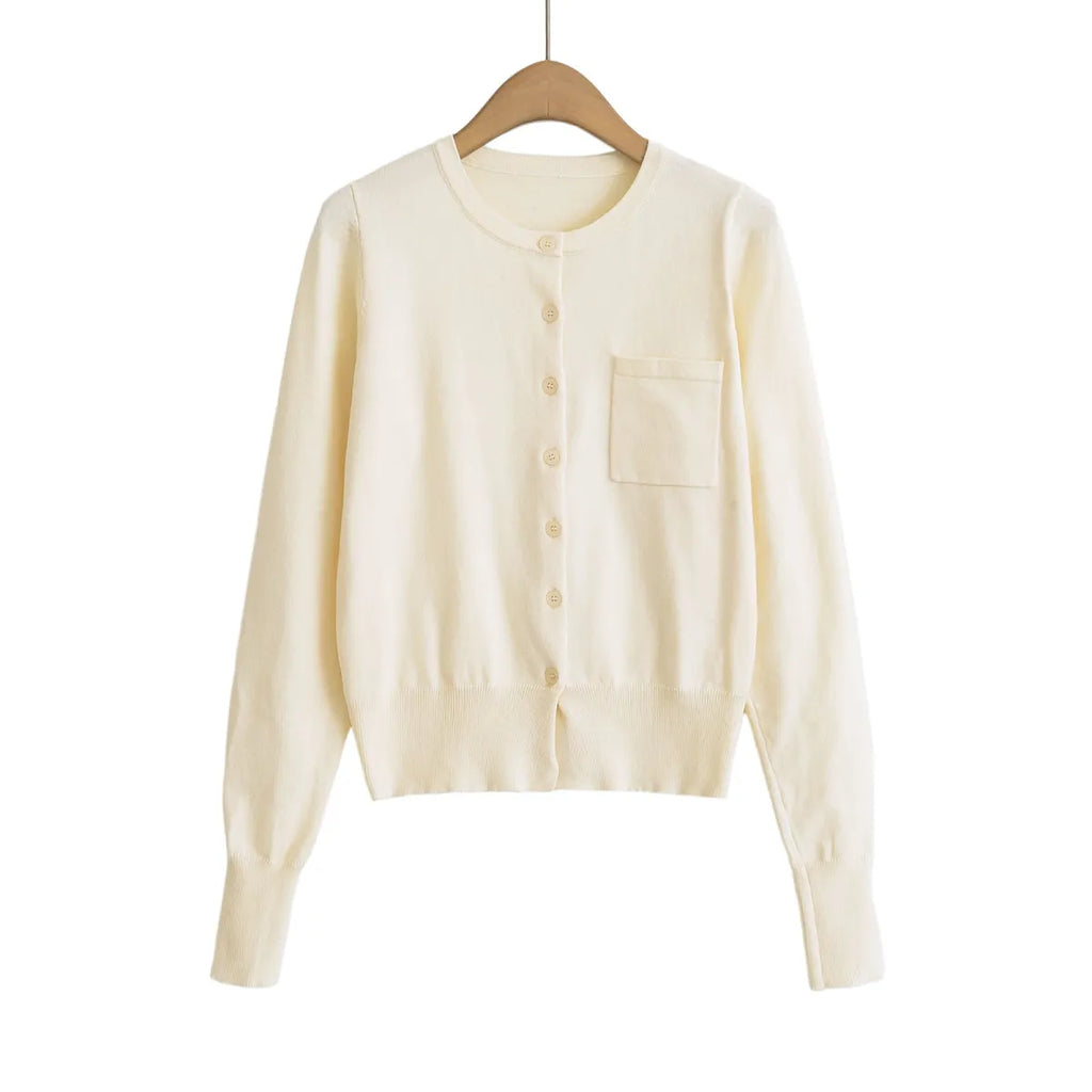 Round Neck Long Sleeve Shirt with Chest Pocket - T-Shirts - T-Shirt - 1