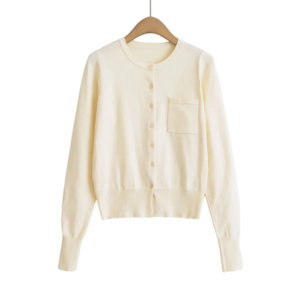 Round Neck Long Sleeve Shirt with Chest Pocket - T-Shirts - T-Shirt - 1