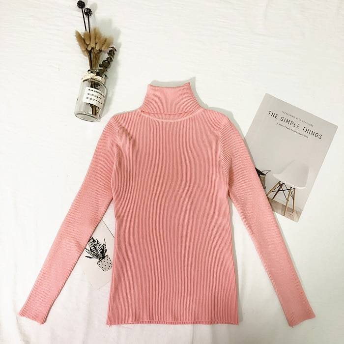 Solid Color Turtleneck Sweater - Kawaii Stop - Autumn, Cotton, Cute, Fashion, Harajuku, Japanese, Kawaii, Korean, Polyester, Solid Color, Streetwear, Sweater, Sweaters, Tops &amp; Tees, Turtleneck, Winter, Women's Clothing &amp; Accessories