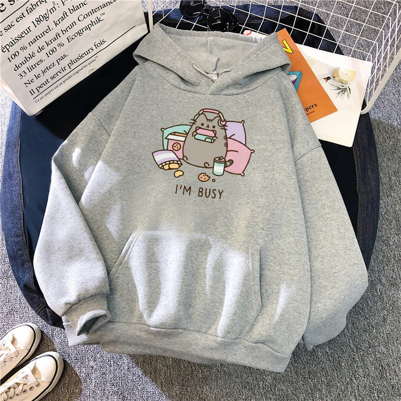 ’I’m Busy’ Gaming Cat Hoodie - Gray / XXL - Women’s Clothing & Accessories - Shirts & Tops - 18 - 2024