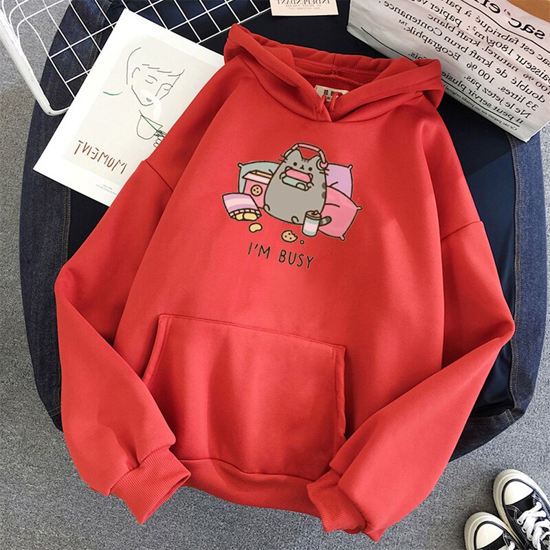 ’I’m Busy’ Gaming Cat Hoodie - Red / XXL - Women’s Clothing & Accessories - Shirts & Tops - 20 - 2024