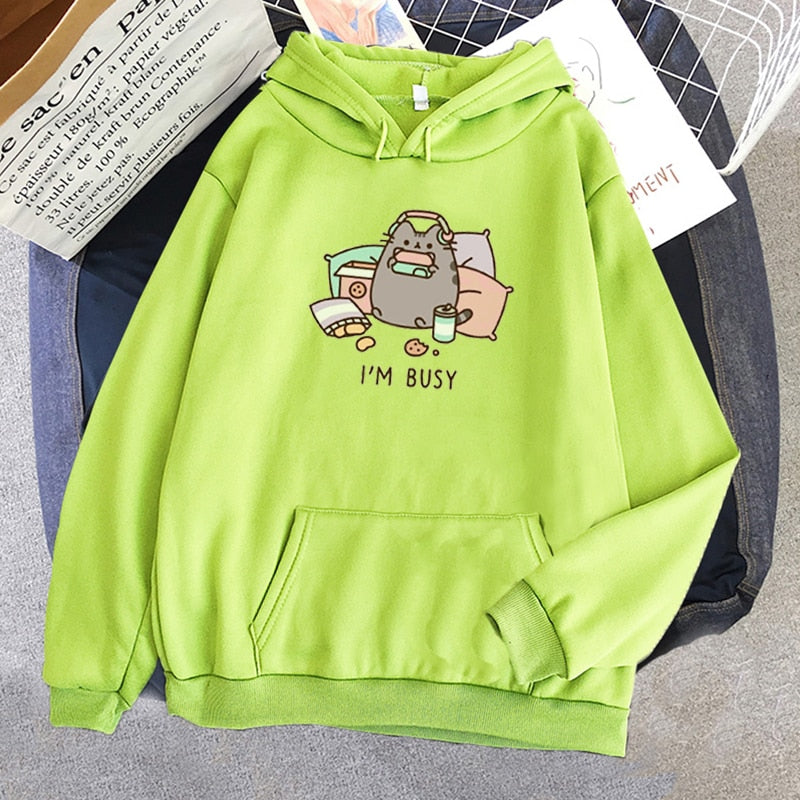 ’I’m Busy’ Gaming Cat Hoodie - Green / XXL - Women’s Clothing & Accessories - Shirts & Tops - 22 - 2024