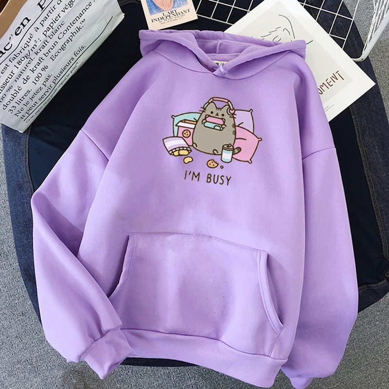 ’I’m Busy’ Gaming Cat Hoodie - Purple / XXL - Women’s Clothing & Accessories - Shirts & Tops - 19 - 2024
