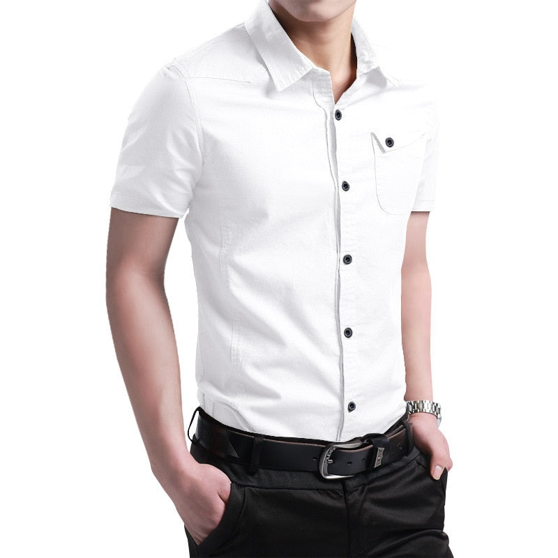 Short Sleeve Slim Fit Dress Shirt - White / Asian XL 60-65kg - All Dresses - Shirts & Tops - 7 - 2024