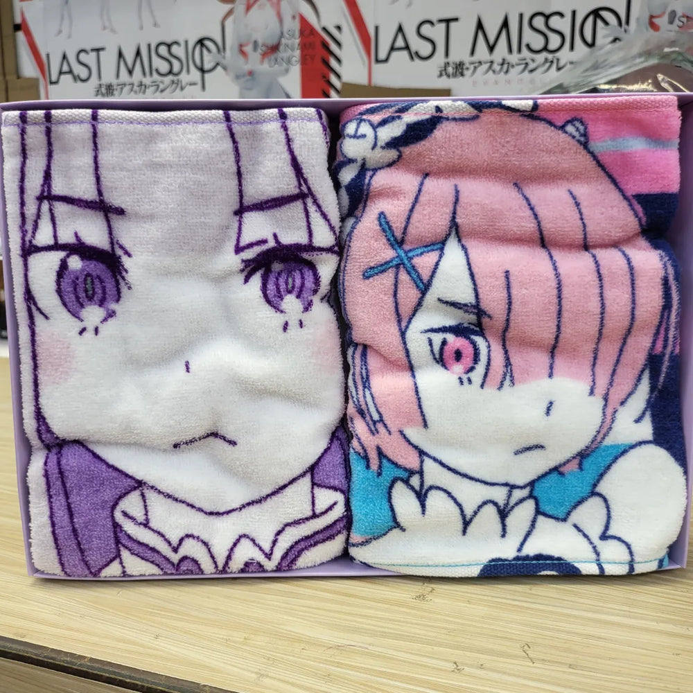 Re:Zero Emilia Rem and Ram Towel Set Vol. 2 7.8’’ x 39.3’’ - Figurines - Figures - 1