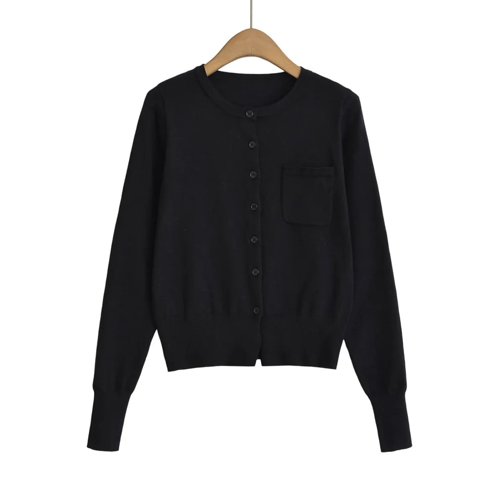 Round Neck Long Sleeve Shirt with Chest Pocket - T-Shirts - T-Shirt - 4