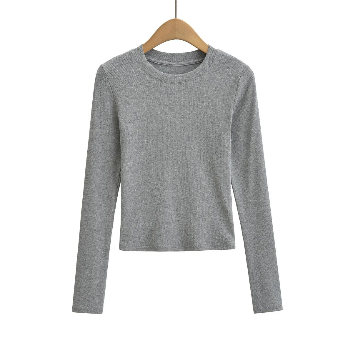 Solid Round Neck Long Sleeve T-Shirt - T-Shirts - T-Shirt - 1