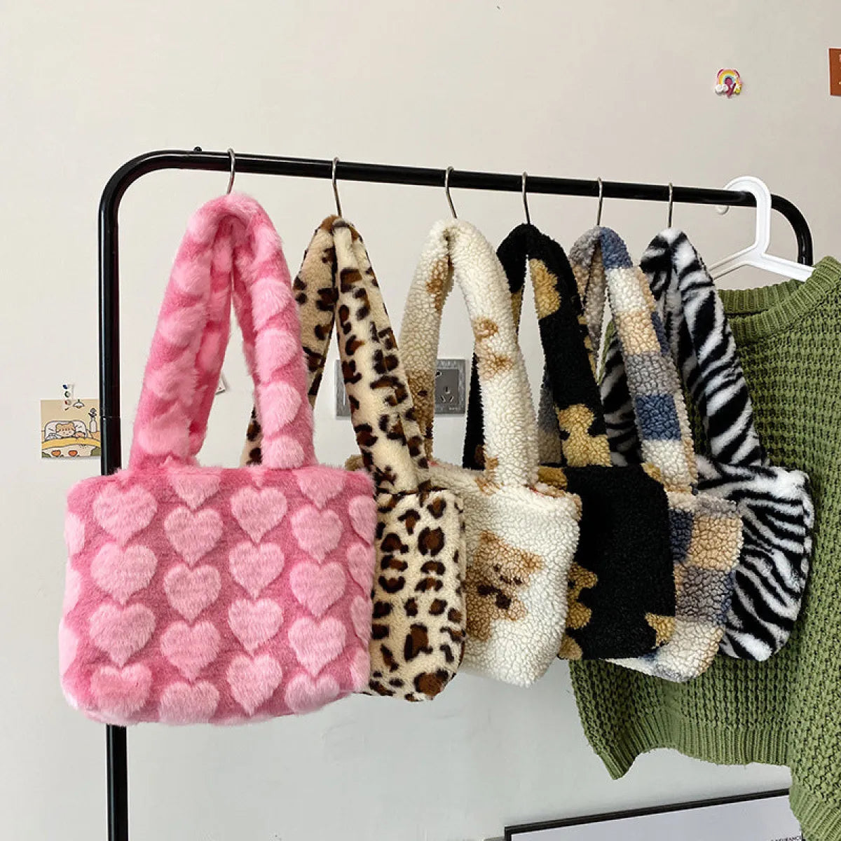 Plush Cross-Body Bag with Heart Prints - Best Sellers - Cross Body Bags - 1