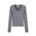 U-Neck Wool Blend Knit Sweater - Sweaters - Sweater / Pullover - 1