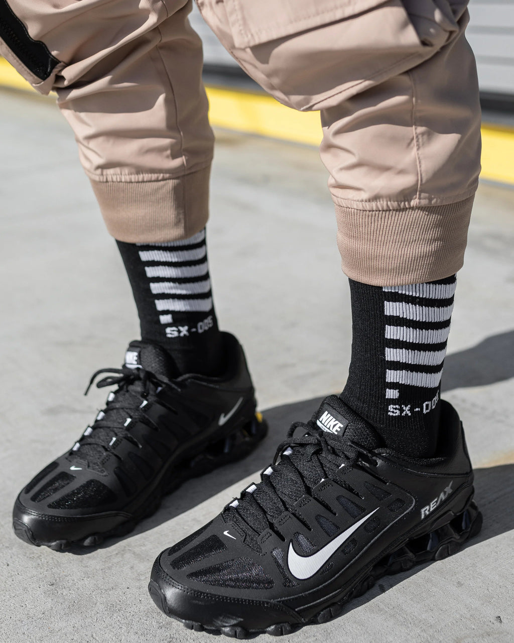 SX-005 Black Graphic Crew Socks