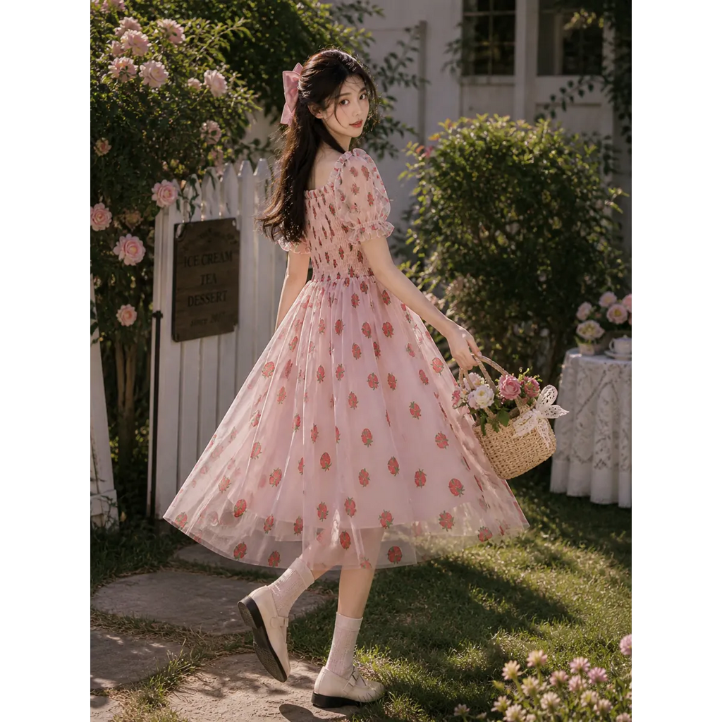 Kawaii Strawberry Dress - All Dresses - Short - Square - 2