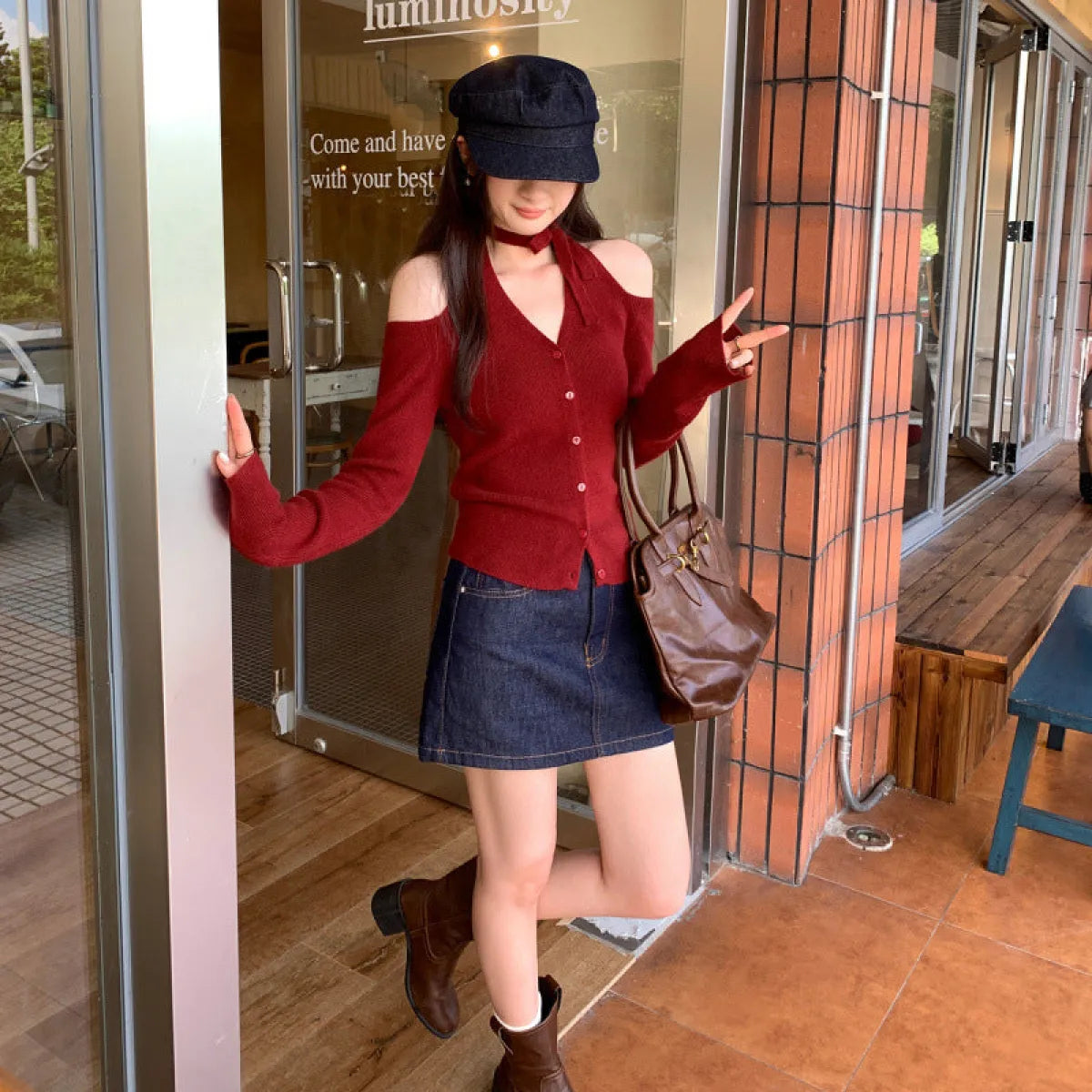 Chic Off-Shoulder Long Sleeve Knit Top - Tops - Sweater / Pullover - 3