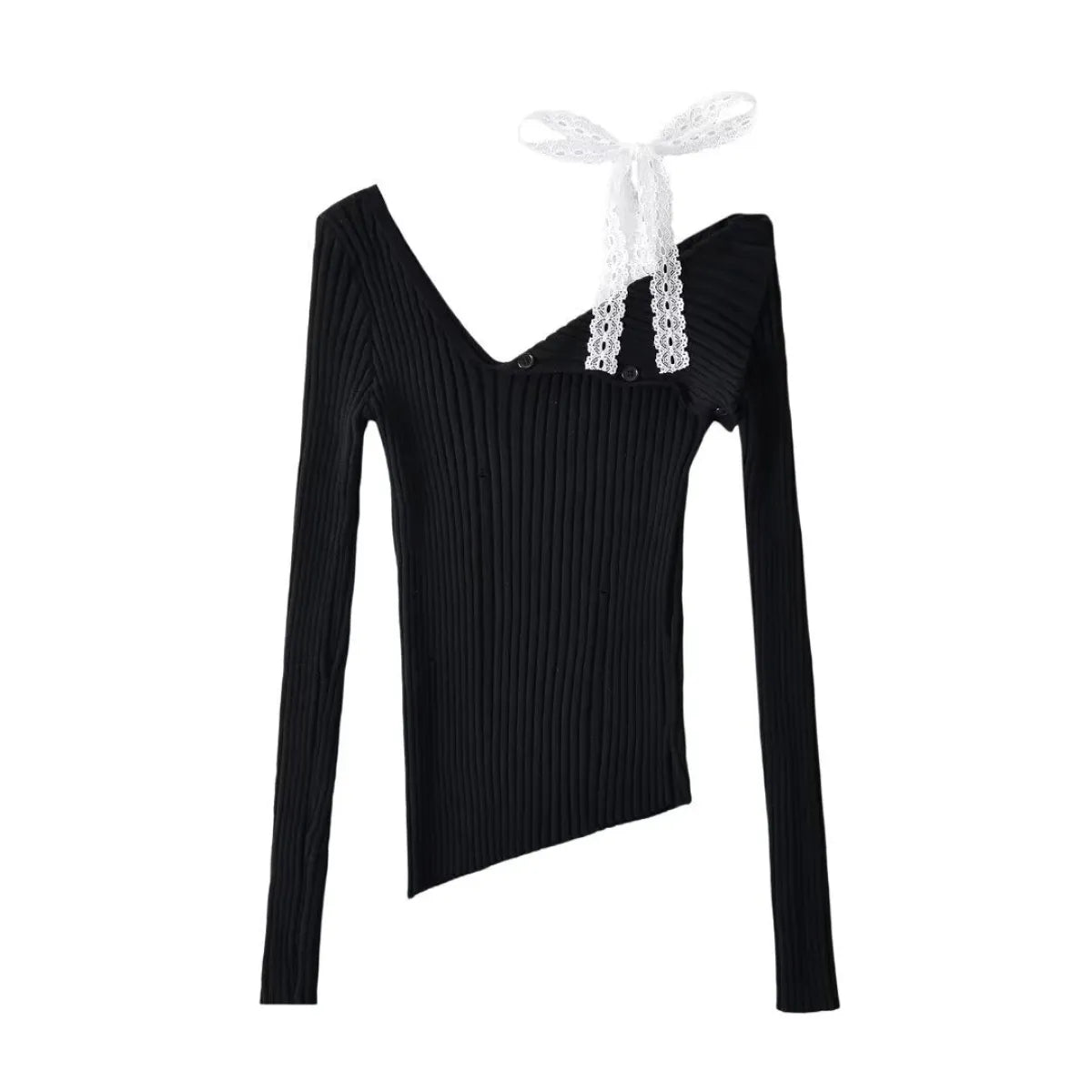 Irregular Slant Neck Color Block Crop Top - Women’s Clothing & Accessories - Crop Top - 1