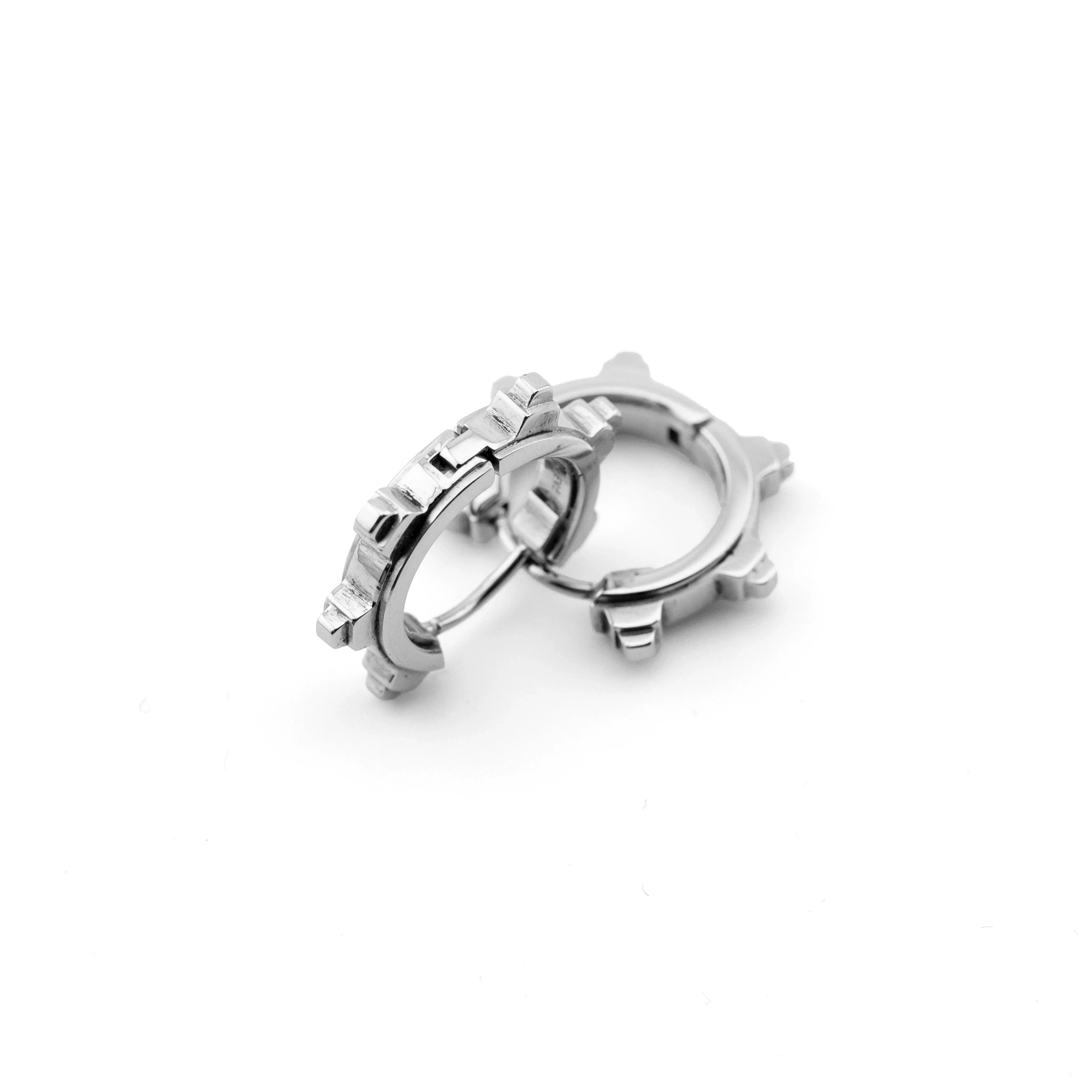 SP-01B Stainless Steel Spike Hoop Earrings