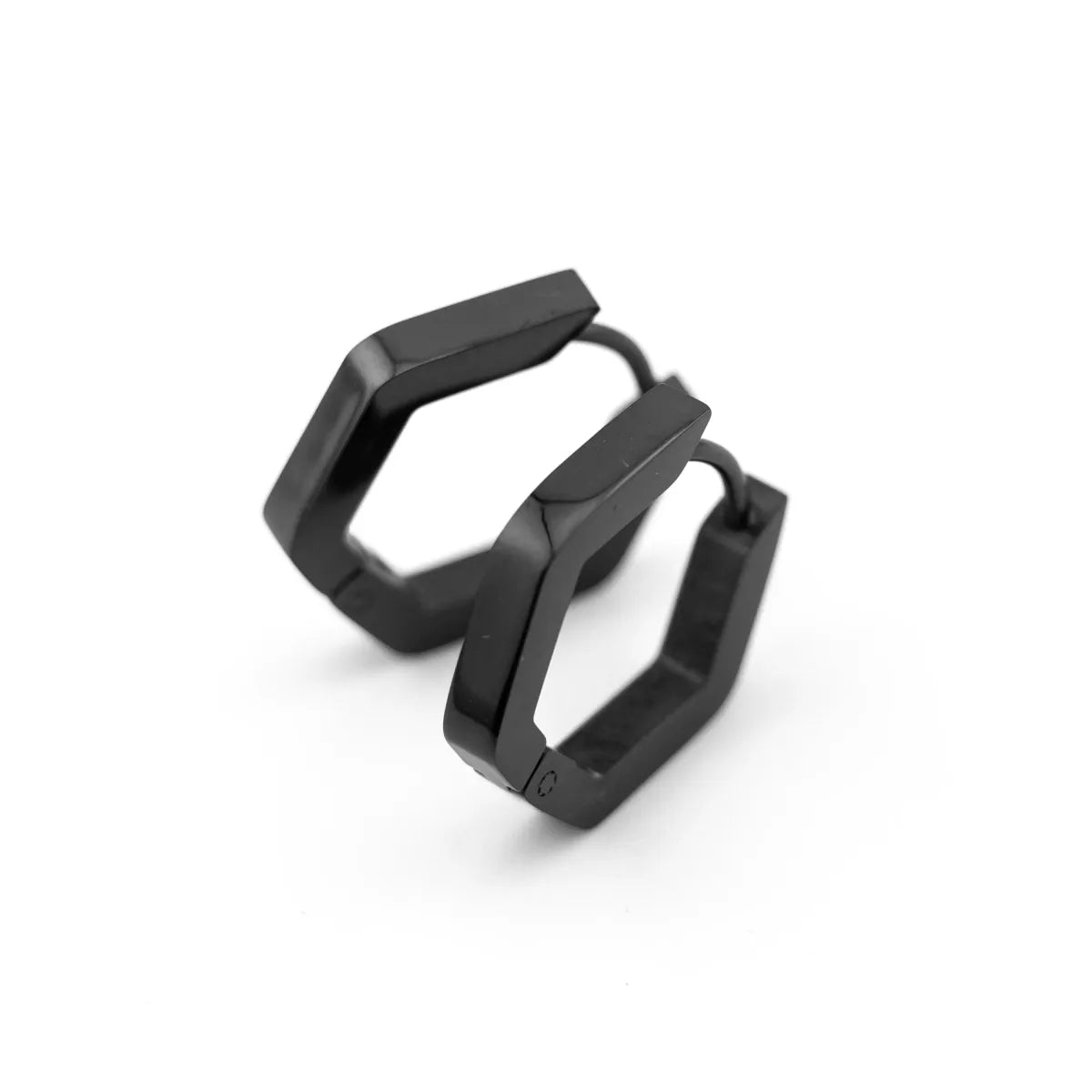 Hexagon Black Stainless Steel Earrings - T-Shirts - Earrings - 1