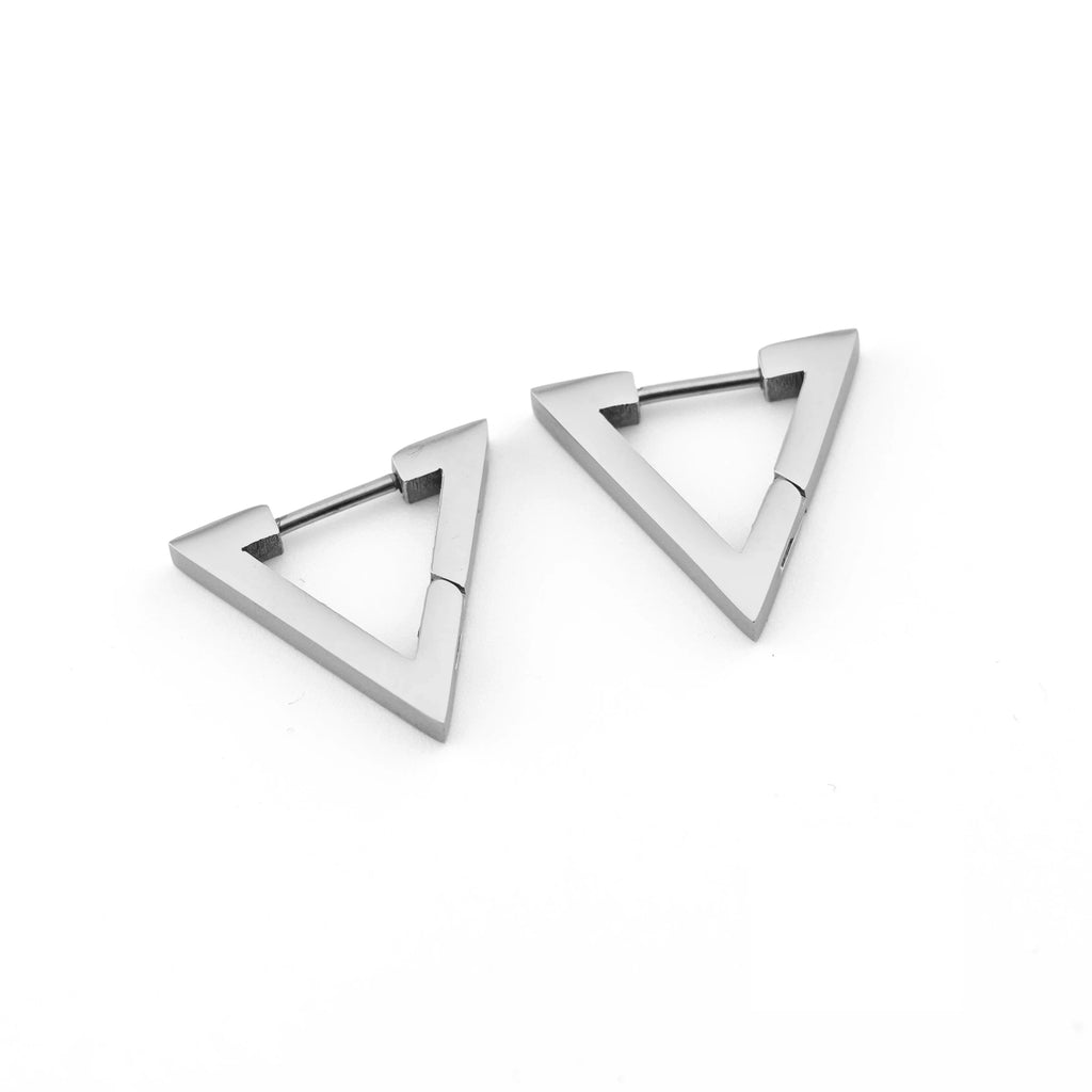 Geometric Silver Triangle Stainless Steel Earrings