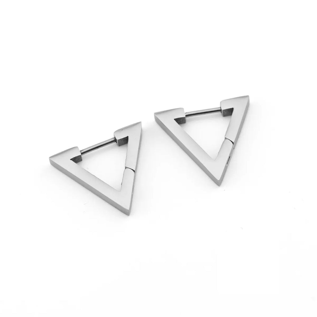 Geometric Silver Triangle Stainless Steel Earrings - T-Shirts - Earrings - 2