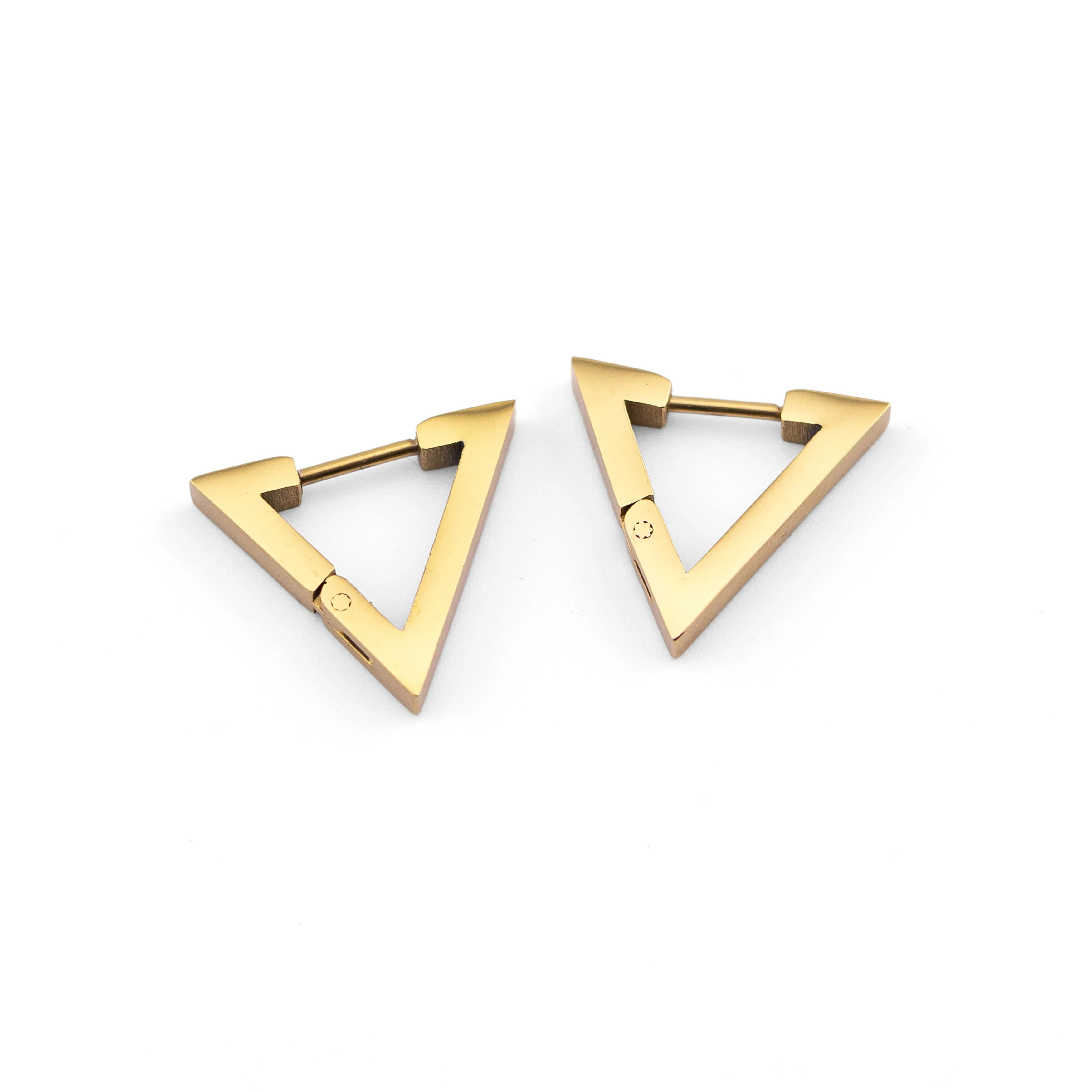 Geometric Gold Triangle Hoop Earrings