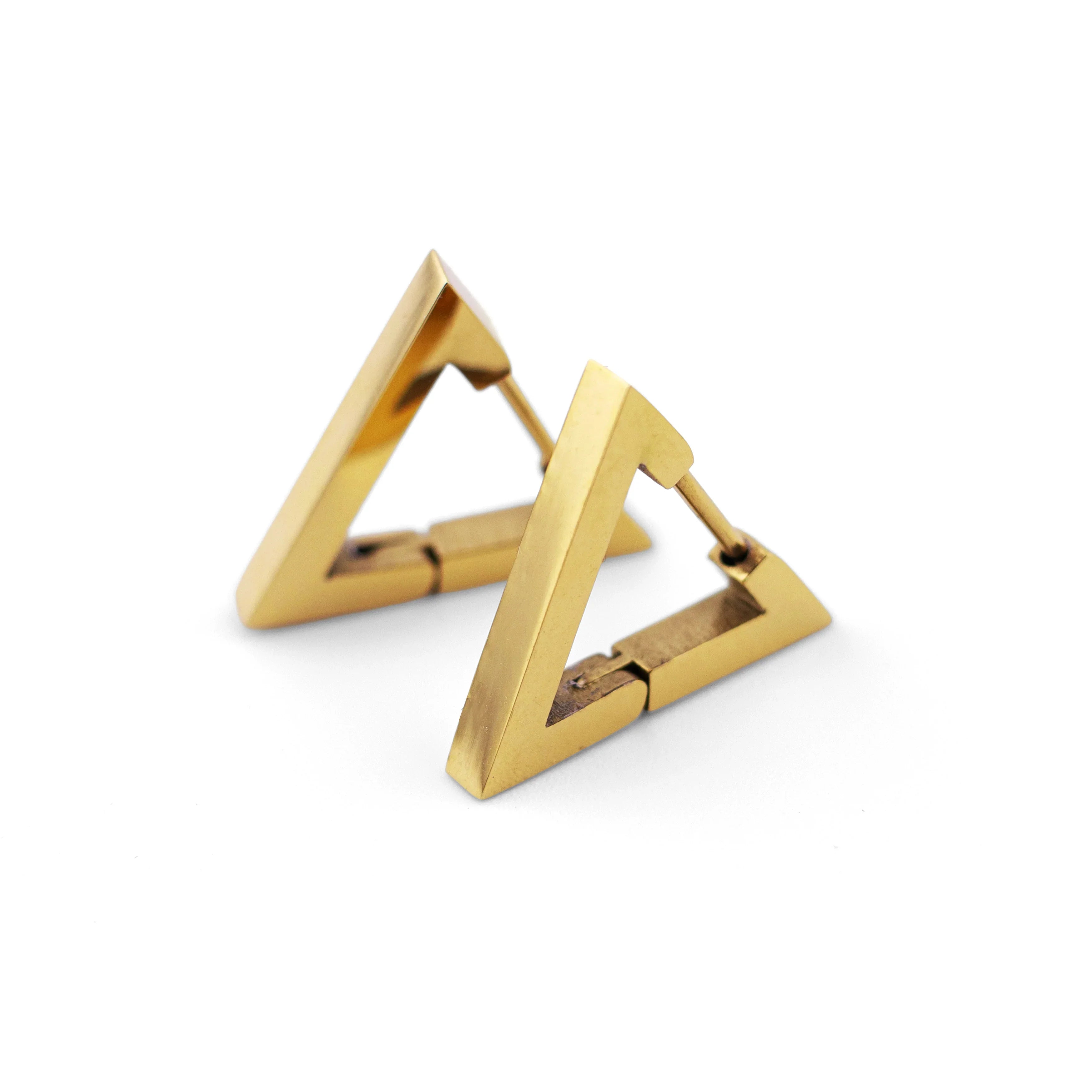 Geometric Gold Triangle Hoop Earrings