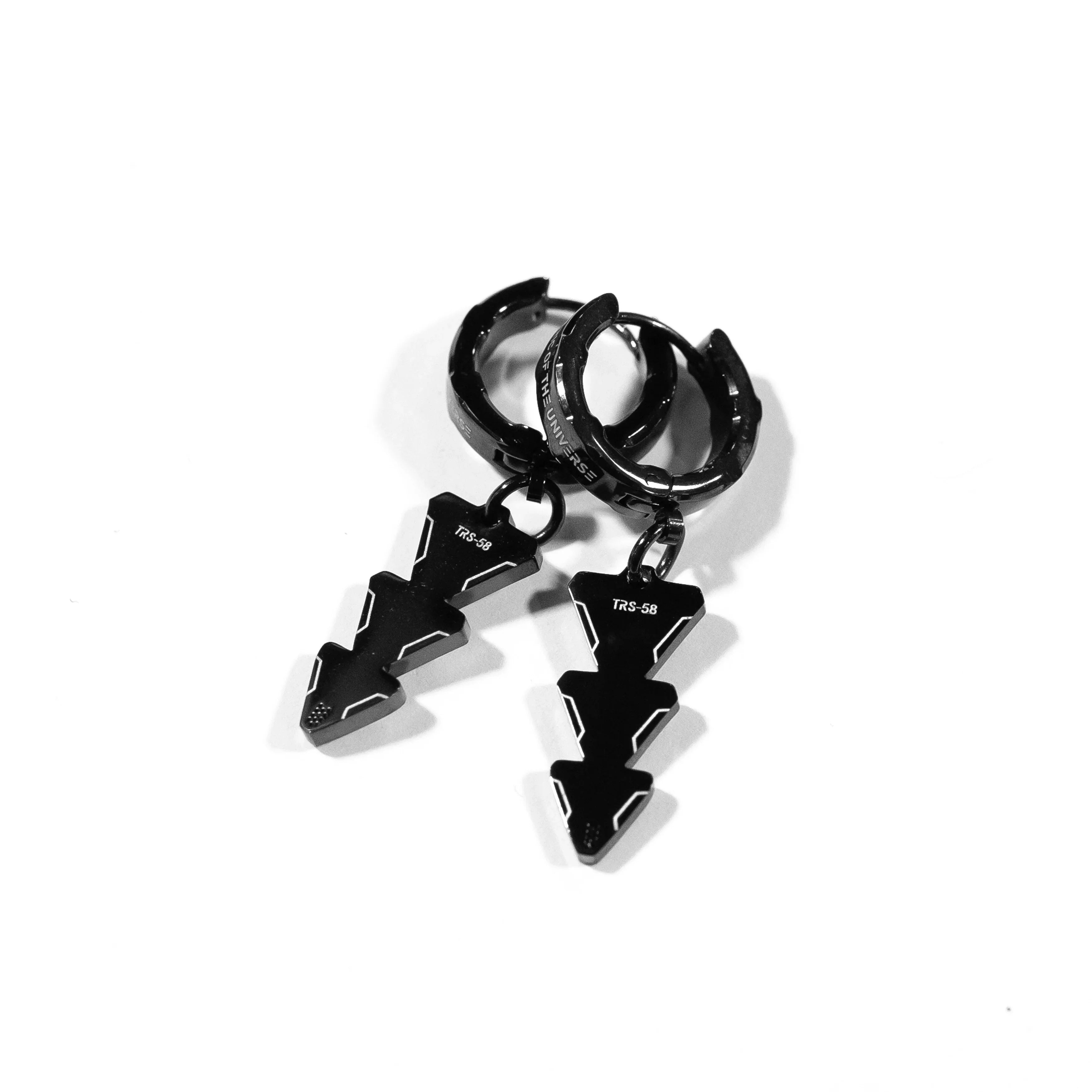 TRS-58 Black Steel Triangle Earrings