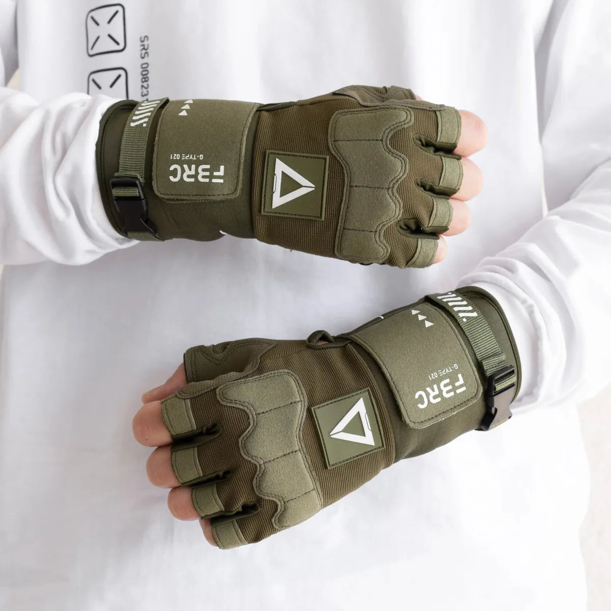G-Type 021 Mil-Green Tactical Fingerless Gloves - Harajuku Style - Accessory - 3