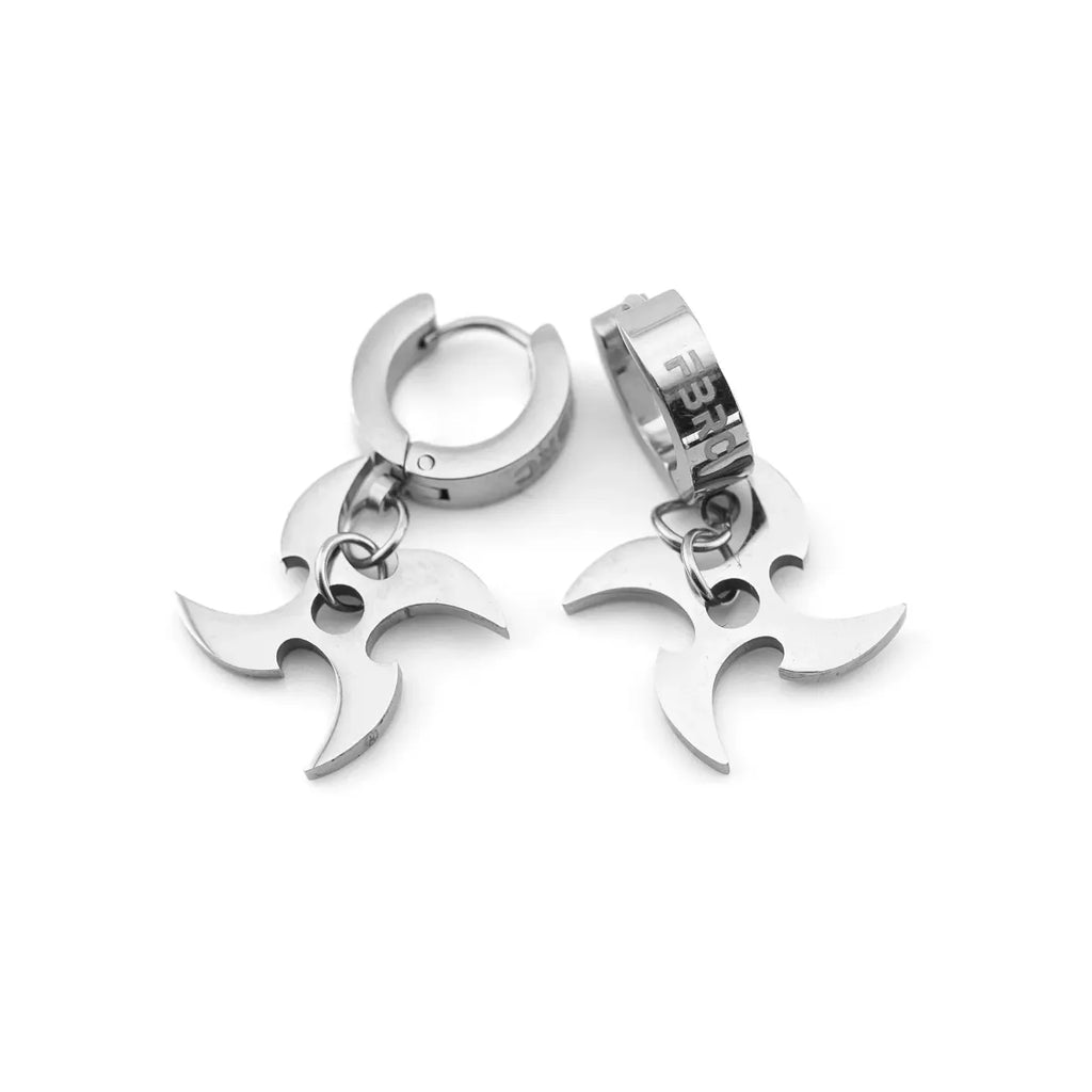 Stainless Steel Shuriken Hoop Earrings - T-Shirts - Earrings - 1