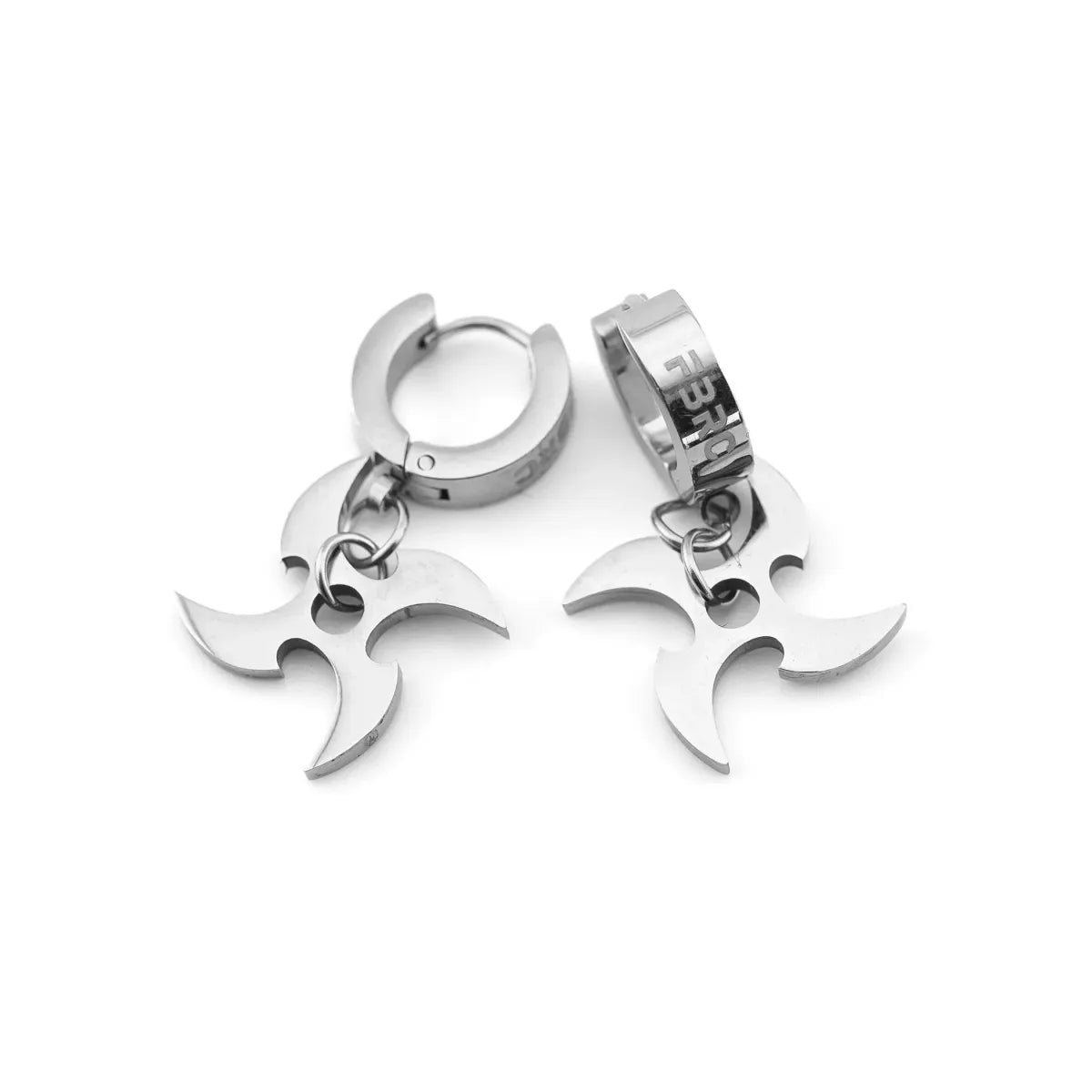 Stainless Steel Shuriken Hoop Earrings - T-Shirts - Earrings - 1