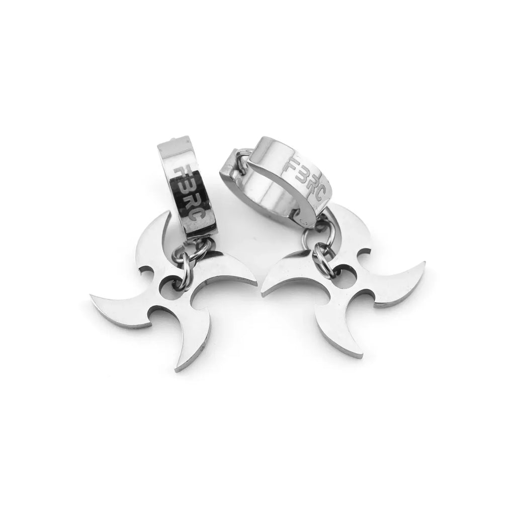 Stainless Steel Shuriken Hoop Earrings - T-Shirts - Earrings - 2