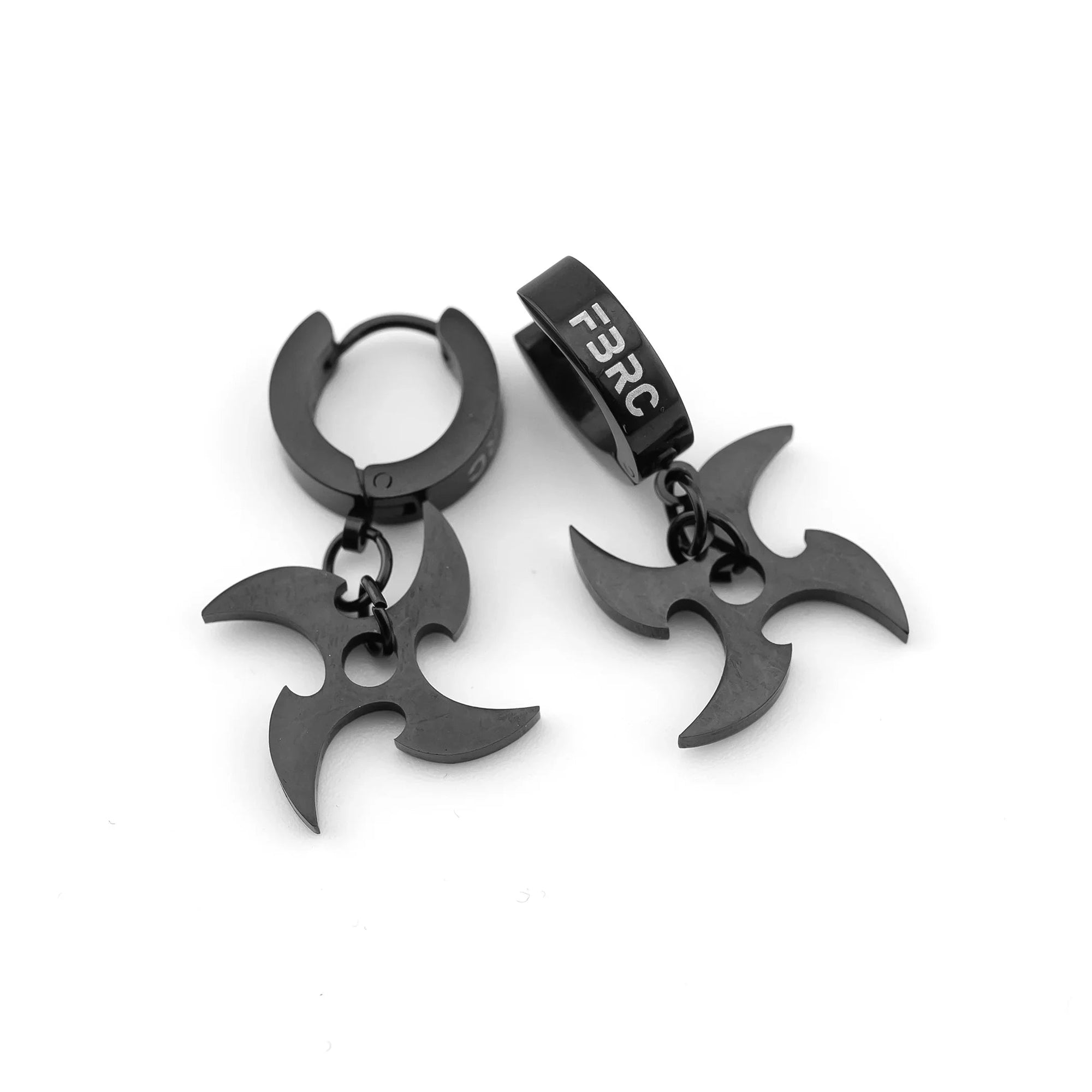 Black Shuriken Stainless Steel Earrings