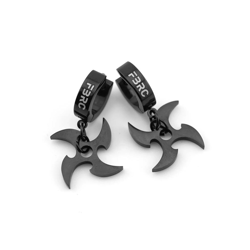 Black Shuriken Stainless Steel Earrings