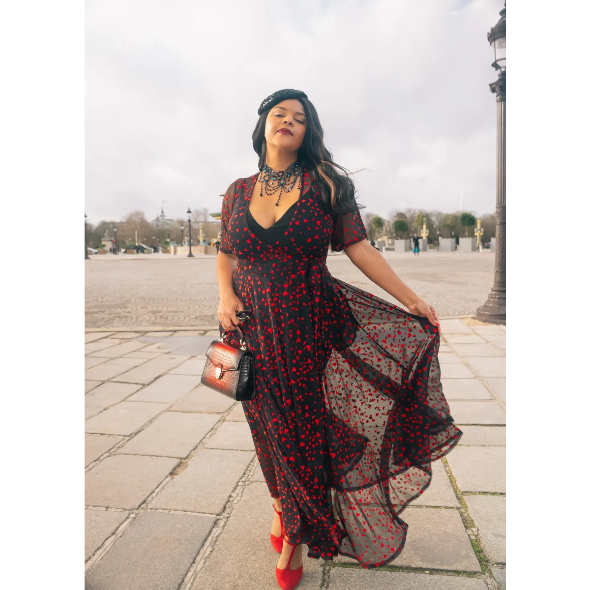 Lydia Wrap Dress in Queen of Hearts Mesh - All Dresses - Dress - 1