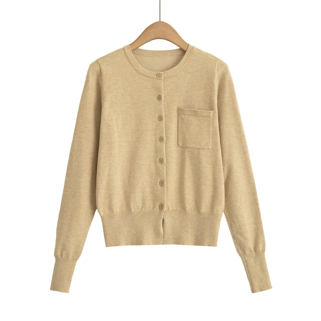 Round Neck Long Sleeve Shirt with Chest Pocket - T-Shirts - T-Shirt - 2