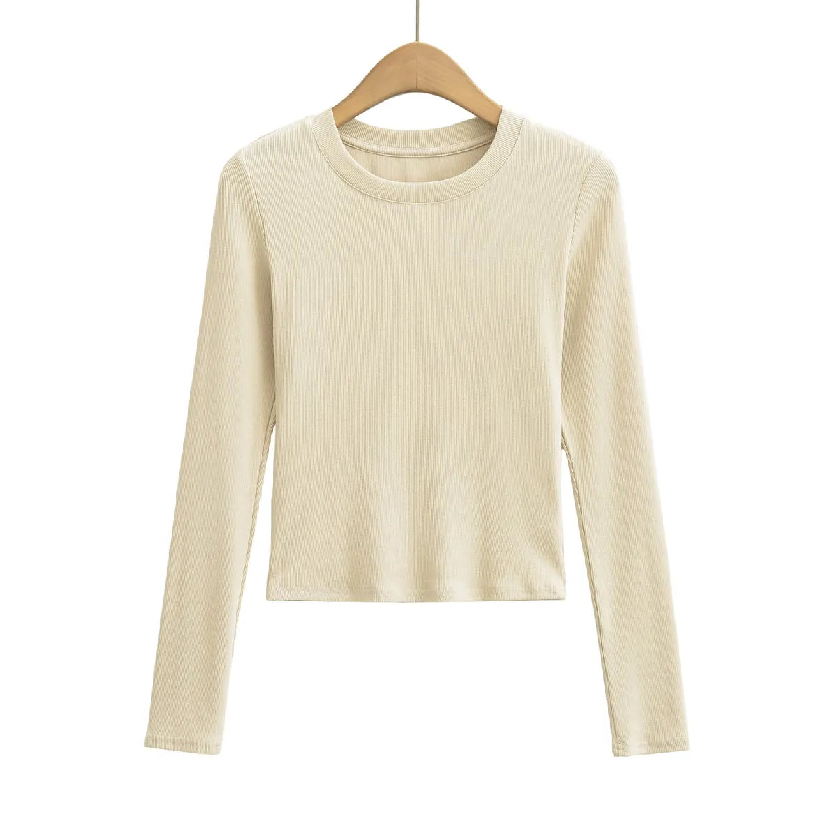 Solid Round Neck Long Sleeve T-Shirt - T-Shirts - T-Shirt - 4