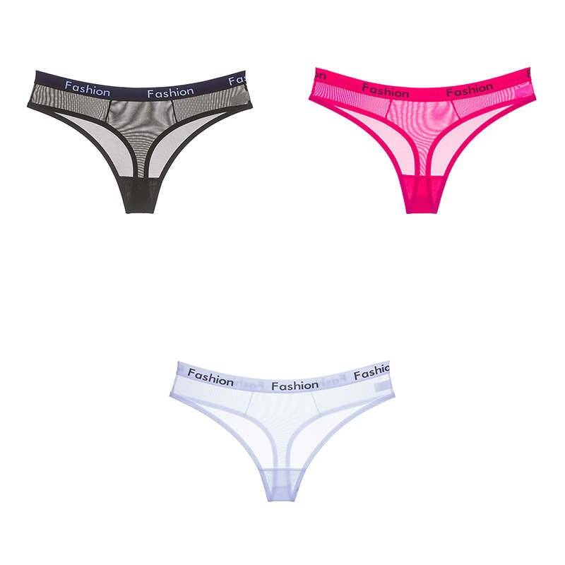 Set Of 3 See-Through Sports Thongs - Kawaii Stop - Cotton, Cute, Intimates, Multicolored, Panties, Panty, Sexy, Sexy Lingerie, Sexy Products, Solid, Thong, Thongs, Underwear, Women's, Women's Clothing &amp; Accessories