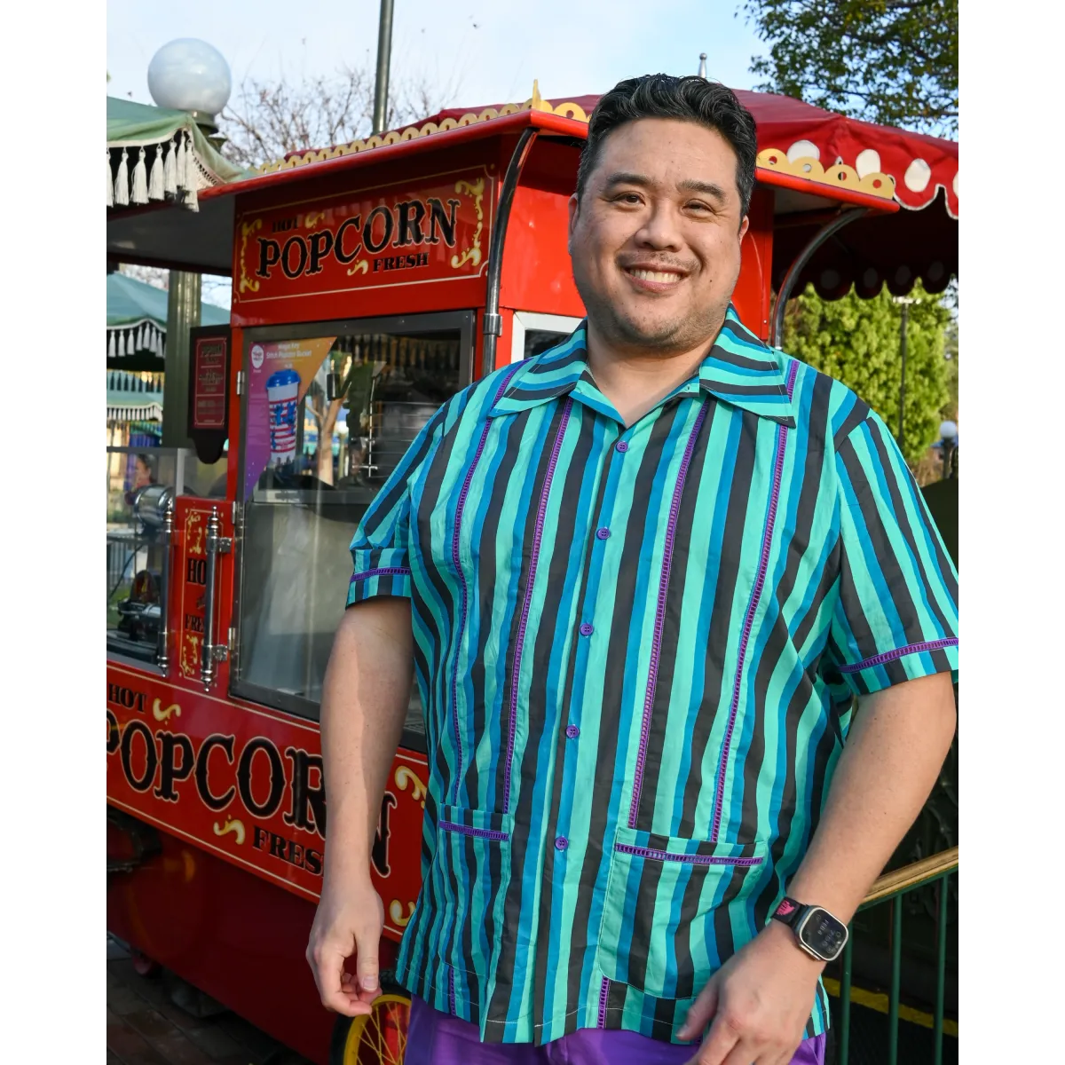 Men’s Haunted House Stripe Cocktail Shirt - T-Shirts - Shirt - 1