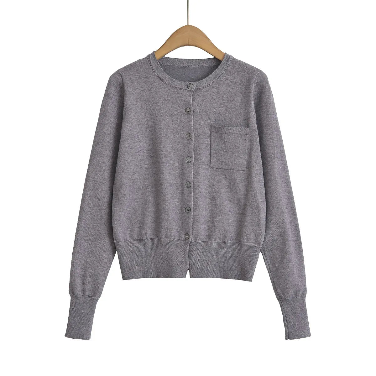 Round Neck Long Sleeve Shirt with Chest Pocket - T-Shirts - T-Shirt - 3