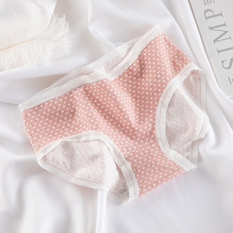 Pastel Pink Heart Print Underwear Pack - Kawaii Stop - 5PCS/LOT, Comfortable Cotton, Intimates, Lingerie, Panties, Seamless, Sets, Threaded Panty, Underwear, Women Girls Panties, Women Sexy Intimates, Women's Clothing &amp; Accessories