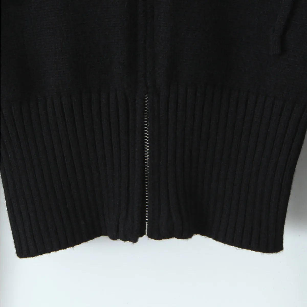 Black Slim Fit Zip-Up Hoodie Top - Hoodies & Sweatshirts - Hoodie - 2