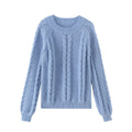 Blue Loose Fit Round Neck Sweater - Sweaters - Sweater / Pullover - 1