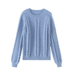 Blue Loose Fit Round Neck Sweater - Sweaters - Sweater / Pullover - 1
