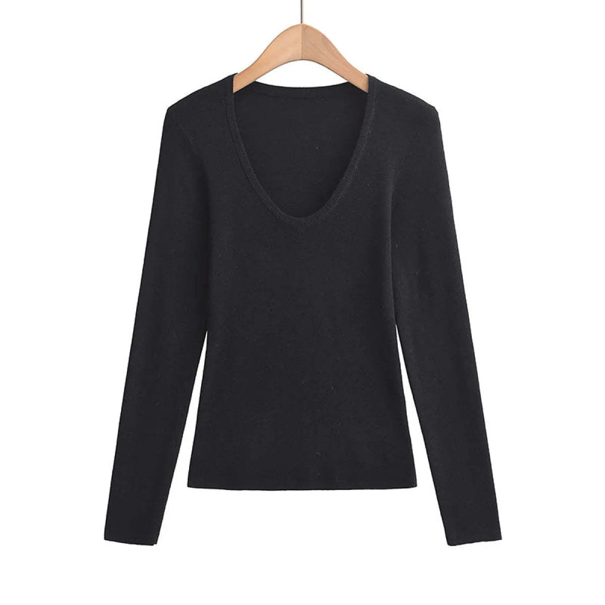 U-Neck Long Sleeve Casual Top - T-Shirts - T-Shirt - 1