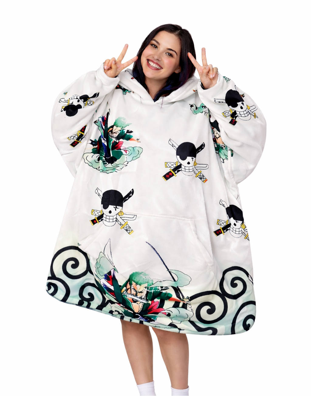 Zoro One Piece Sherpa Wearable Blanket Hoodie