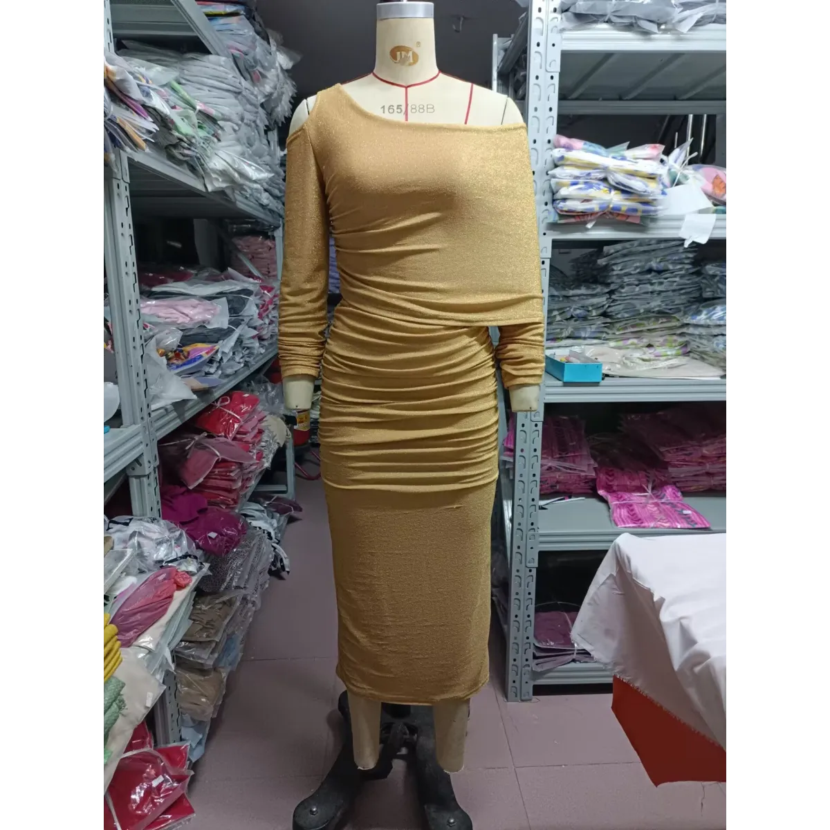 Gold One-Shoulder Bodycon Maxi Dress - All Dresses - Maxi Dress - 6